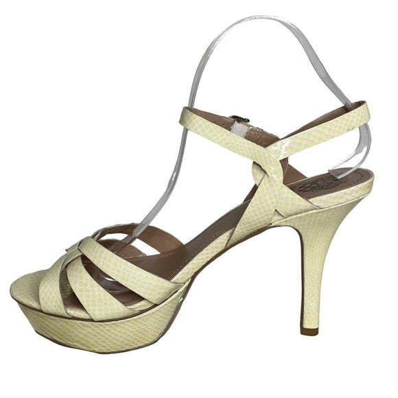 Vince Camuto 9.5 Toleo patent leather heels cream yellow - Picture 4 of 14